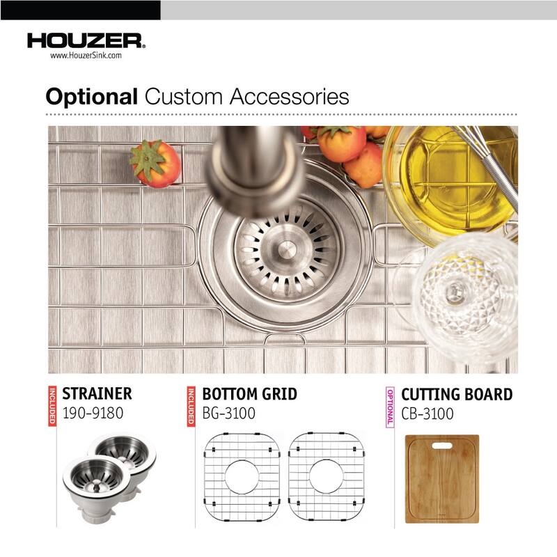 Houzer LCR-3221-C Legend 31-7/8" Drop In Double Basin Stainless Steel - Stainless Steel