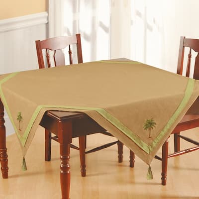 54" x 54" Cabana Palm Embroidered Table Topper