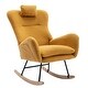 preview thumbnail 27 of 48, Modern Living Room Teddy Fabric Rocking Chair with Pocket and Headrest, Dark Green