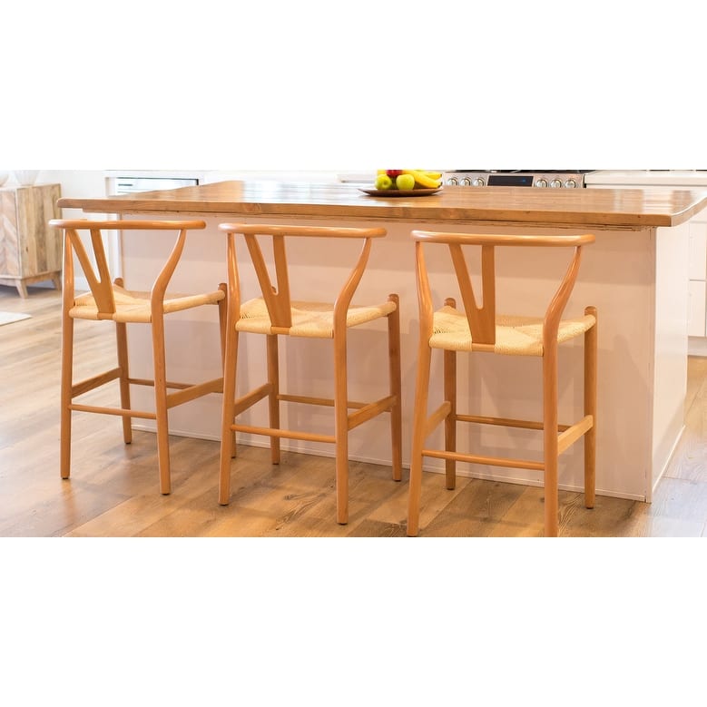 Poly & Bark Weave 23.5" Seat Height Counter Stool - Solid Wood with Woven Seat