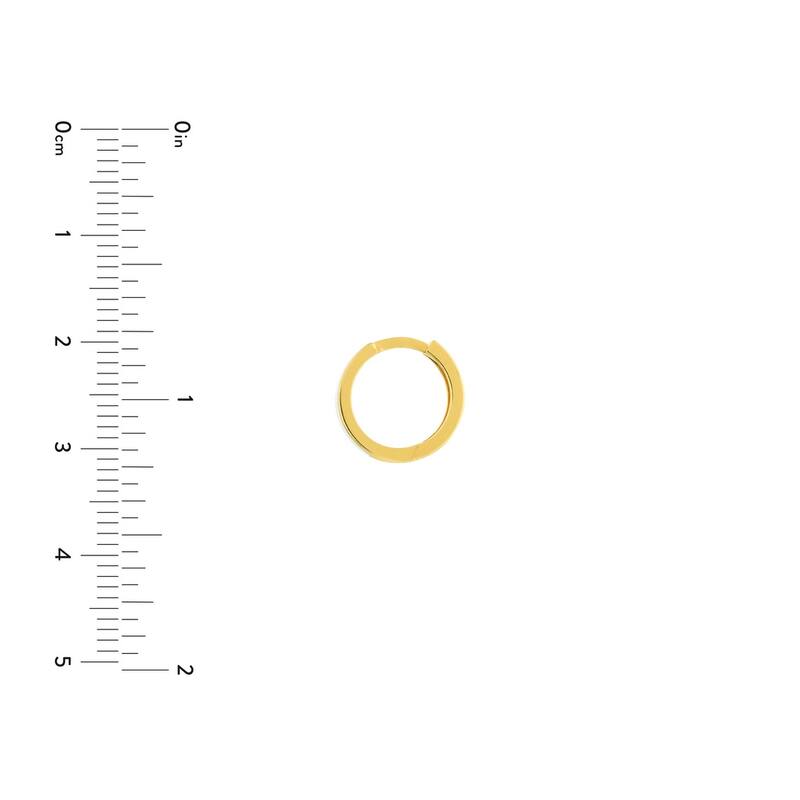 Curata 14k Yellow Gold 12.35x2mm White Enamel Baby Hoop Earrings