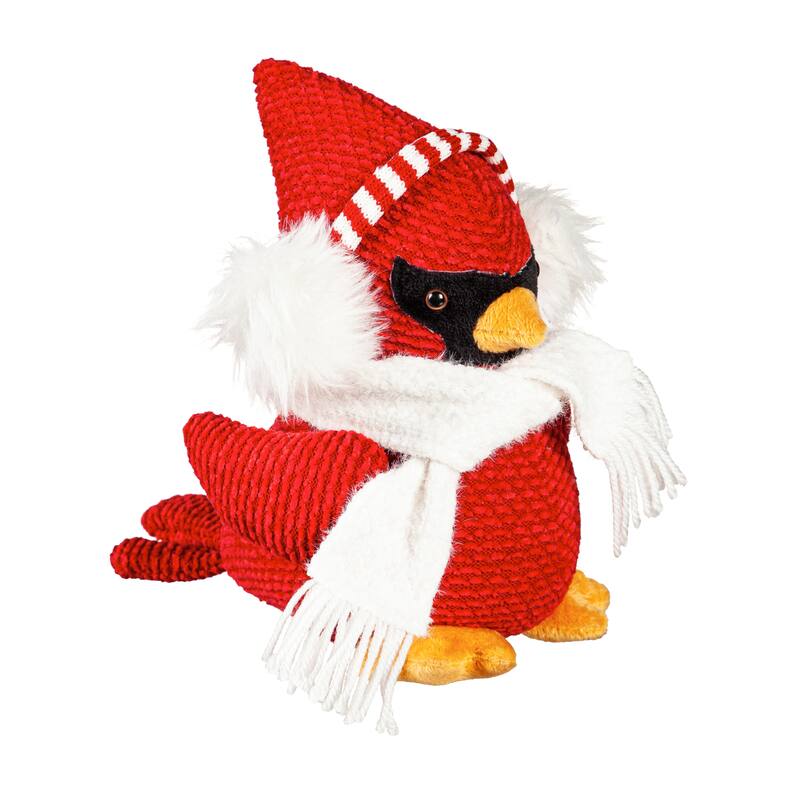 9.5" Fabric Cardinal with Ear Muffs and Scarf Table Decor