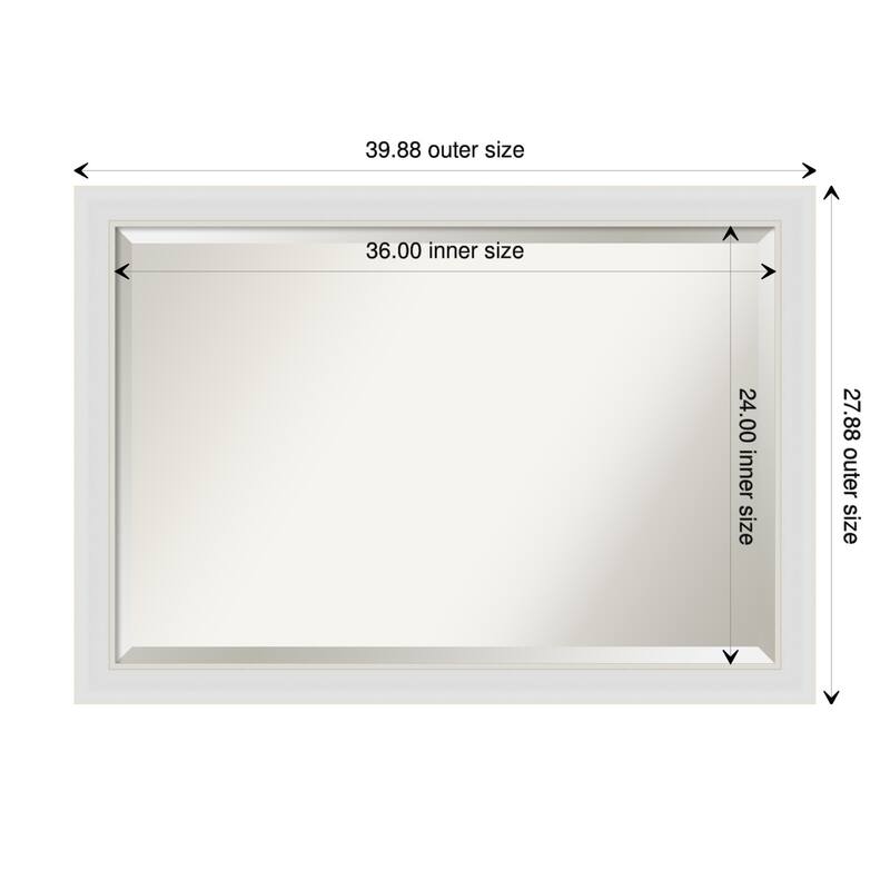Beveled Wall Mirror - Flair Polished Nickel Frame - 40 x 28-inch - Flair Soft White Narrow