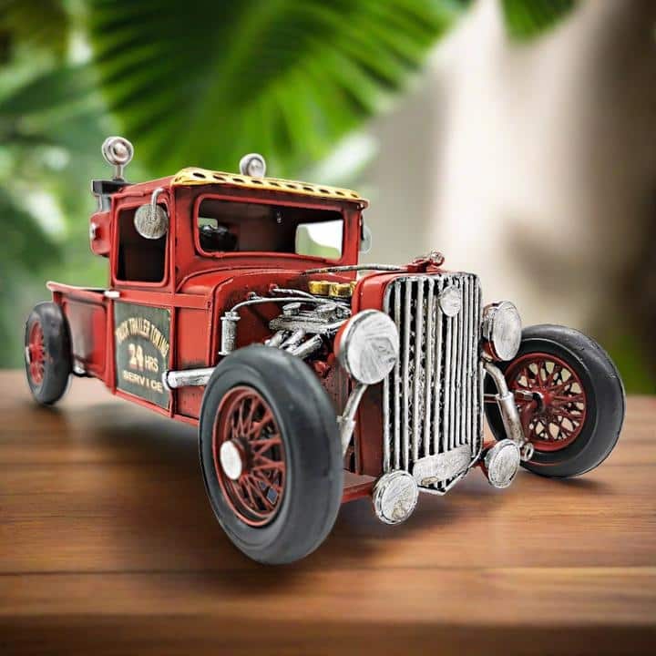 Vintage Red Metal Towing truck