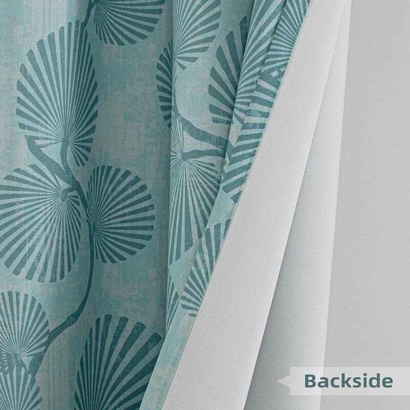 DriftAway Luca Blackout Curtains Natural Botanical Leaves Printed Drapes 2 Panels