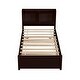 preview thumbnail 9 of 13, Twin Wood Platform Bed with Trundle, Versatile Platform Bed with Storage Headboard, Solid Wood Bedframe for Living Room Bedroom