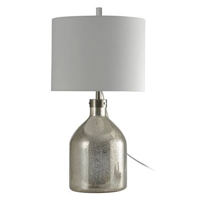 StyleCraft Northbay Mercury Glass Table Lamp - White Hardback Fabric Shade