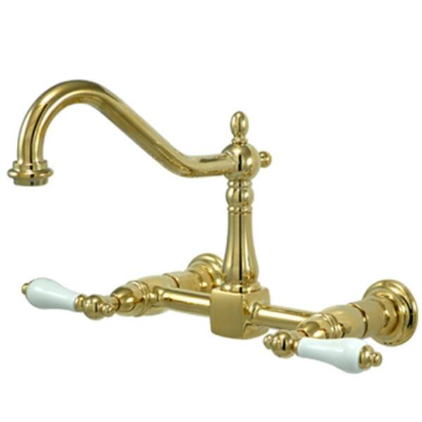 Elements of Design New Orleans Polished Brass 2-Handle Deck-Mount Bridge Handle Kitchen Faucet (Deck Plate Included) Elements of Design New Orleans Polished Brass 2-Handle Deck-Mount Bridge Handle Kitchen Faucet (Deck Plate Included)