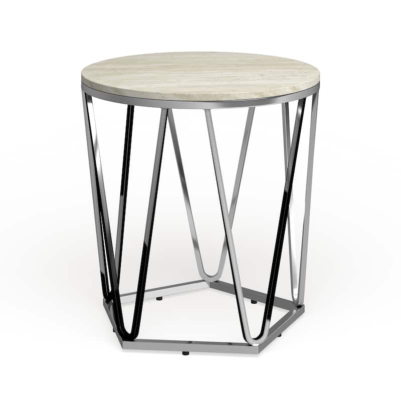 SEI Furniture Henderson Faux Marble Round Side Table