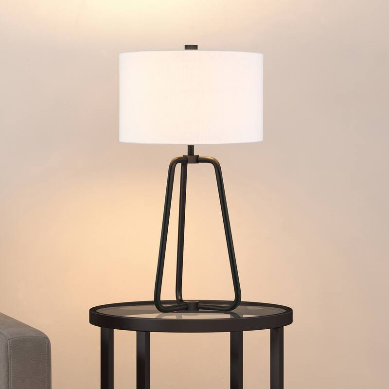 Bryan Table Lamp in Blackened Bronze Finish with Linen Shade