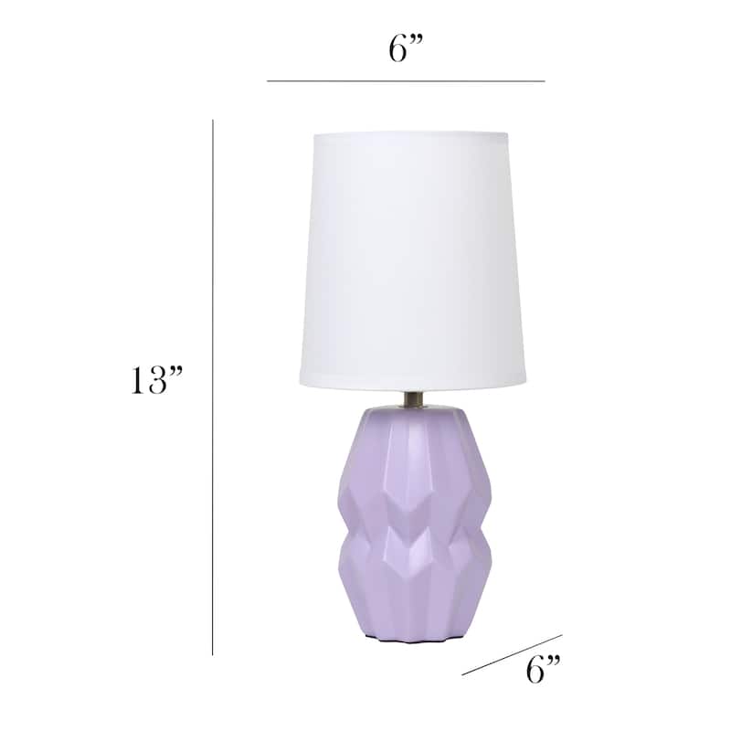 Geometric Ceramic Table Lamp with White Drum Shade - 19.5" - Purple