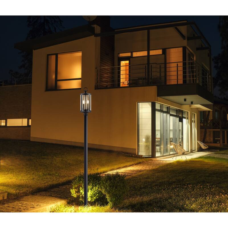Broadstone 2 Light Post Top Matte Black with Clear Seeded Glass