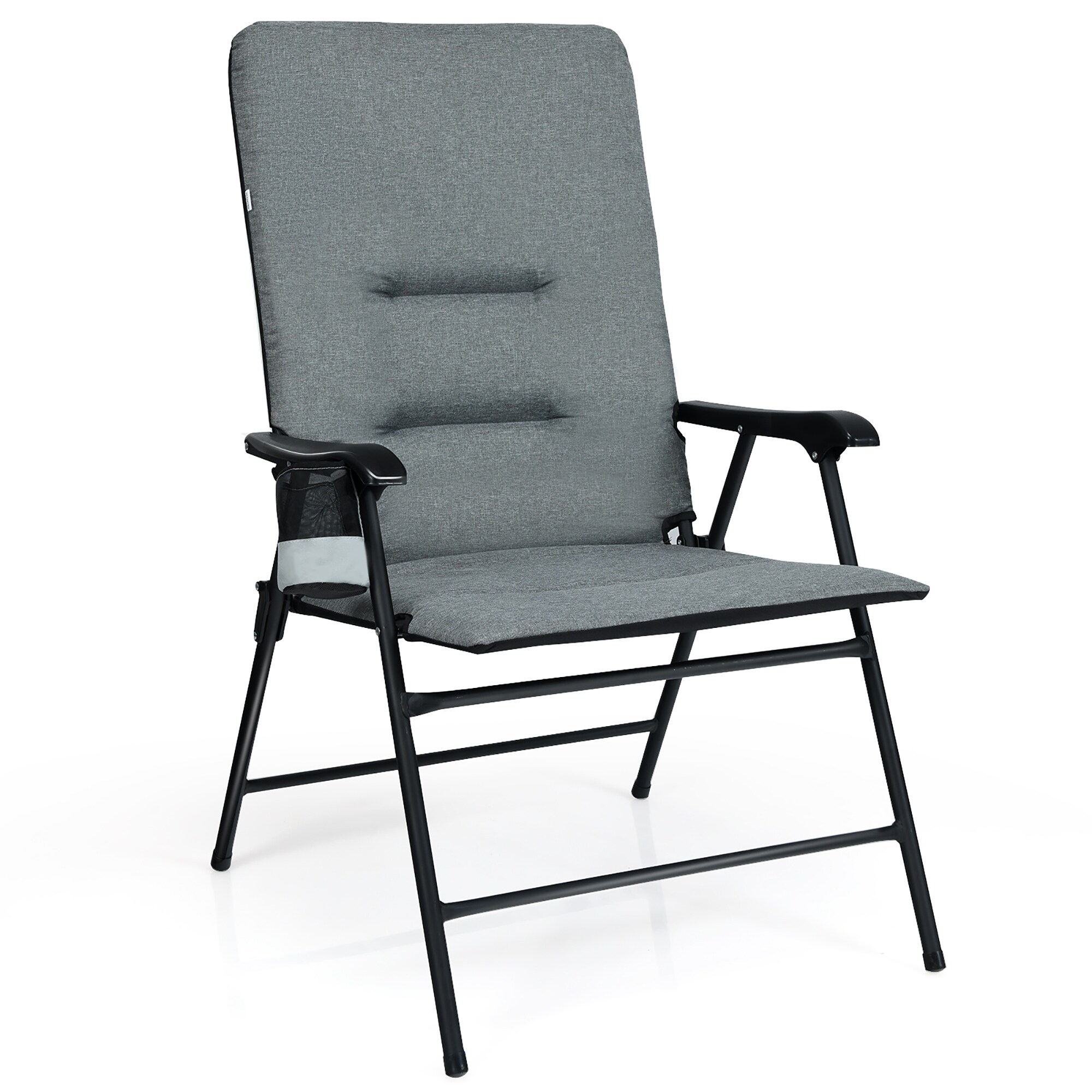 Swivel Folding Chair with Backrest and Padded Cushion - Costway