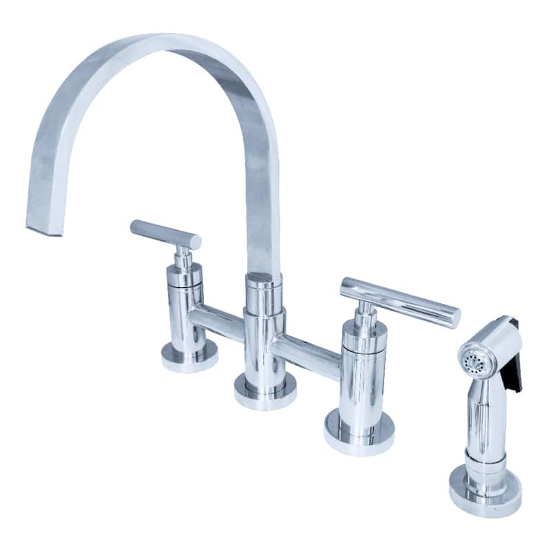 Kingston Brass Manhattan Bridge Kitchen Faucet with Brass Spray - Polished Chrome