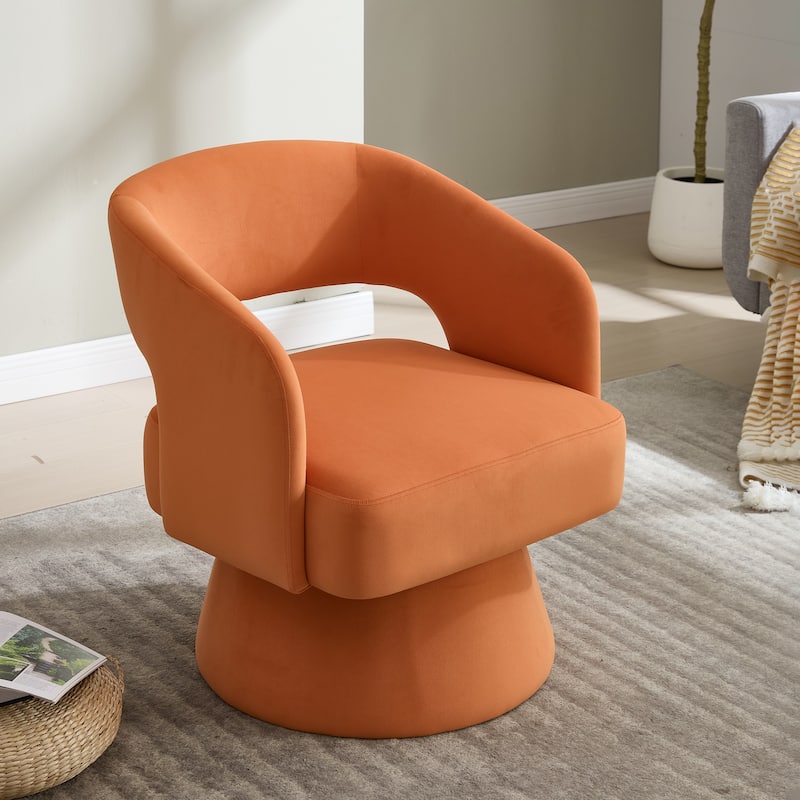 Swivel Barrel Chair, Velvet Accent Armchair 360 Degree Swivel Club Chair for Living Room Bedroom Reception Room