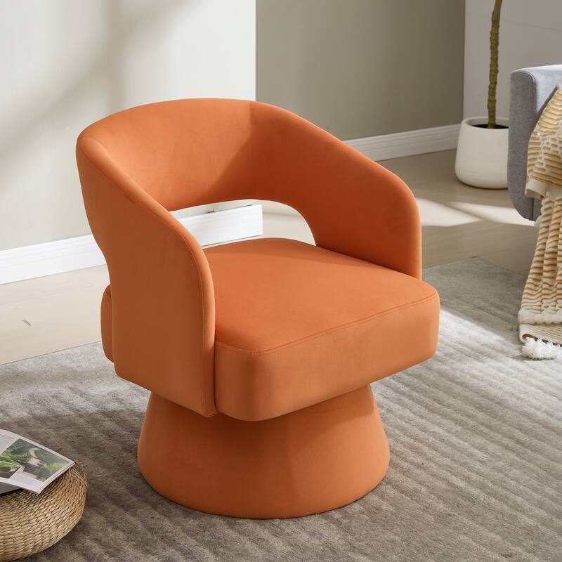 Velvet Accent Armchair 360 Degree Swivel Club Chair for Living Room