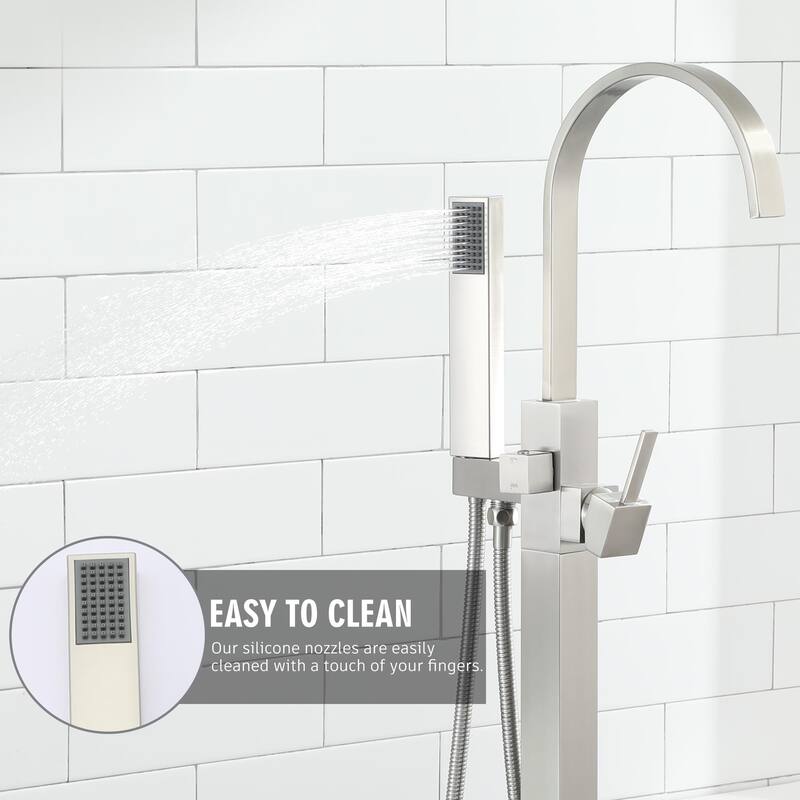 Single Handle Freestanding Gooseneck Bath Tub Filler Faucet