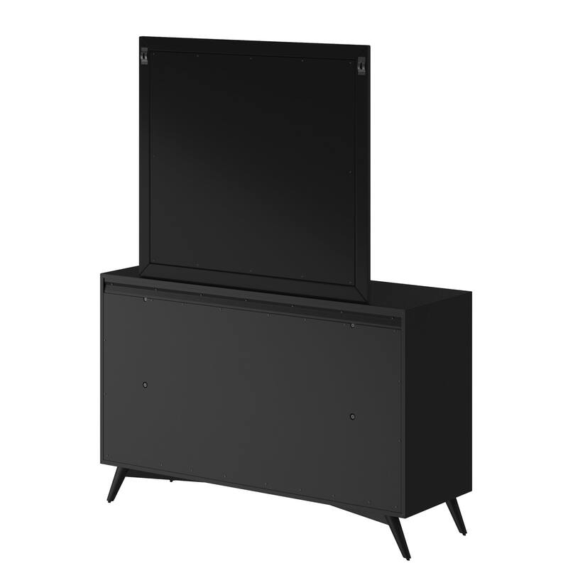 Flynn Mid Century Modern Mirror, Black