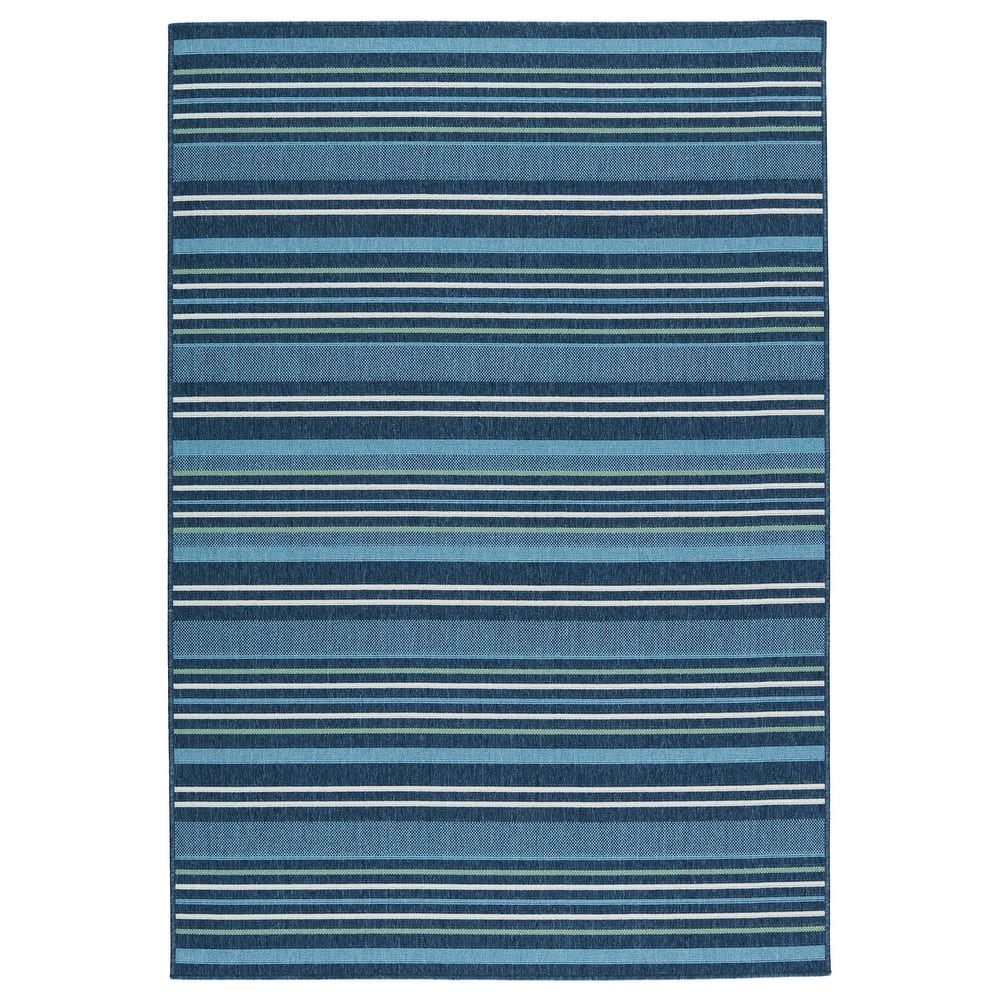Elara Indoor/ Outdoor Striped Blue/ Green Area Rug