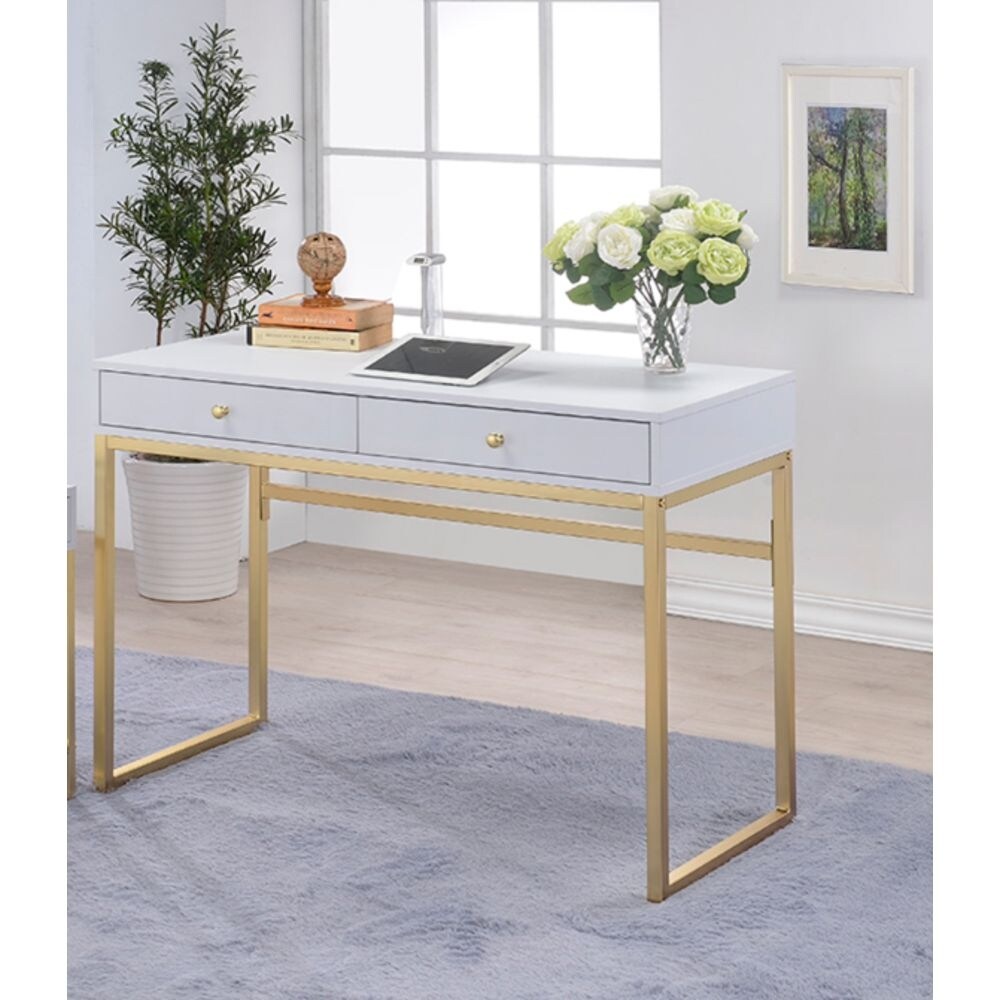White and best sale brass writing desk