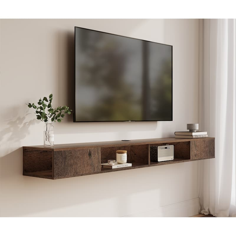 70 inch Floating TV Shelf for Wall, Entertainment Center for Living Room - Brown