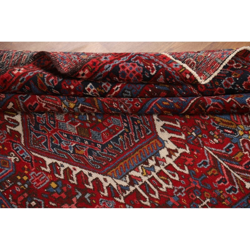Tribal Geometric Gharajeh Persian Rug Red Hand-Knotted Wool Carpet - 5'0"x 6'3"