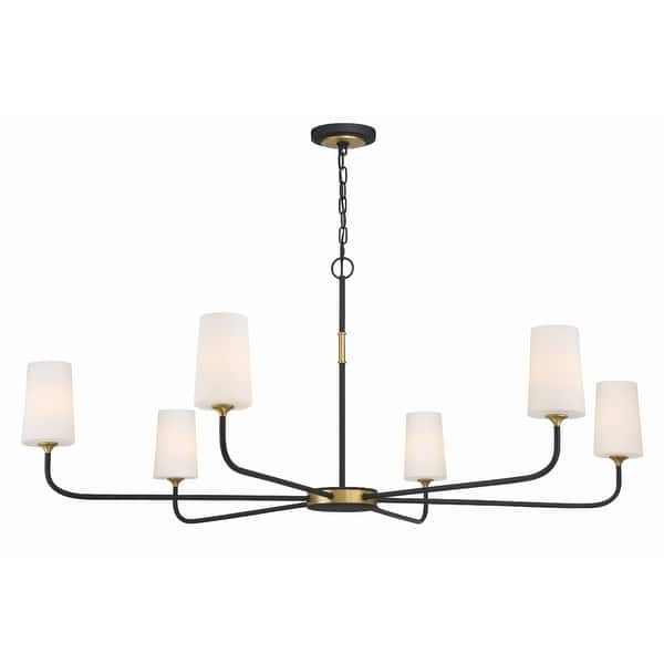 slide 2 of 9, Crystorama Lighting Group NIL-70016 Niles 6 Light 54" Wide Chandelier Black Forged / Modern Gold