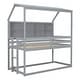 preview thumbnail 19 of 21, Modern Twin Over Twin Low Bunk Kids Bed with House Semi-enclosed Roof,Guardrails,Bedside Storage Shelves and Ladder