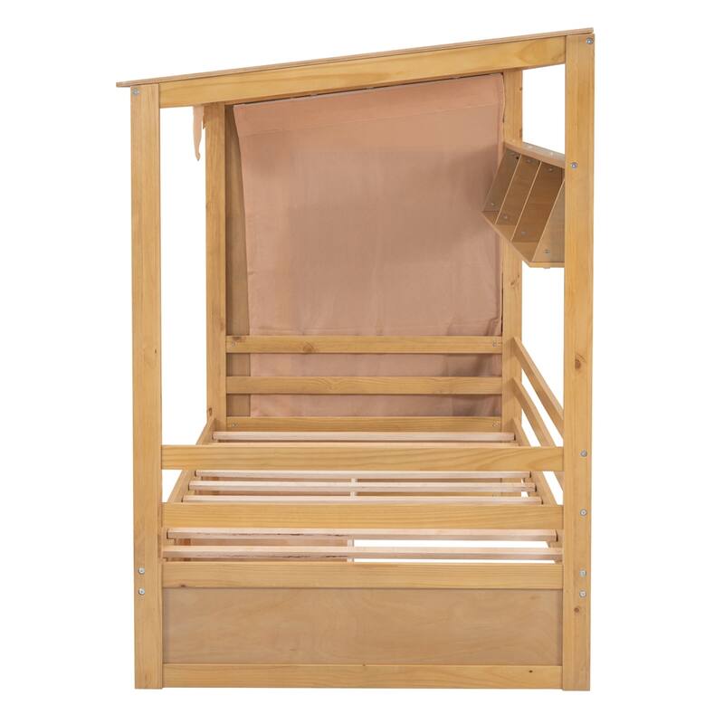 Twin size House Bed with Two Drawers and Wardrobe