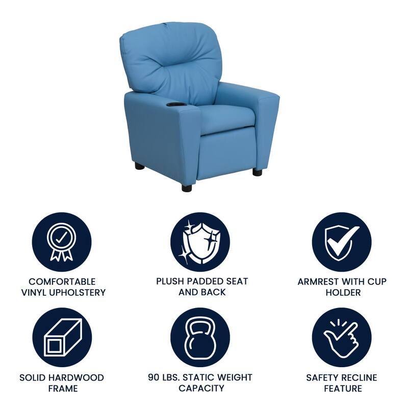 Contemporary Kids Recliner with Cup Holder
