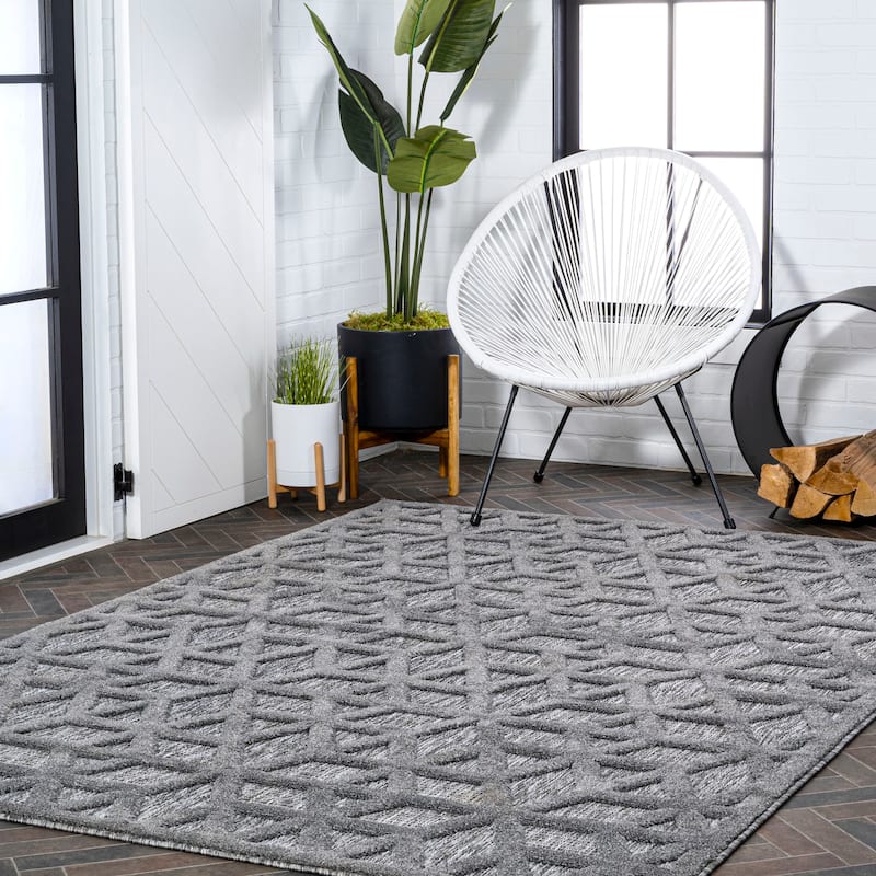 JONATHAN Y Peralta Neutral Geometric Indoor/Outdoor Area Rug