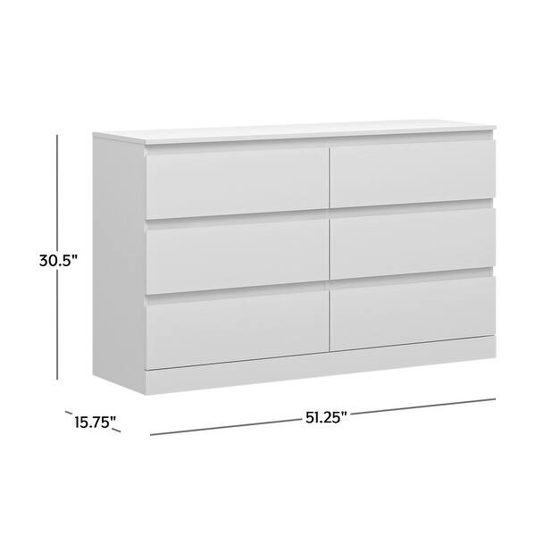 Brindle 6Drawer Horizontal Dresser, Matte White Finish Bed Bath
