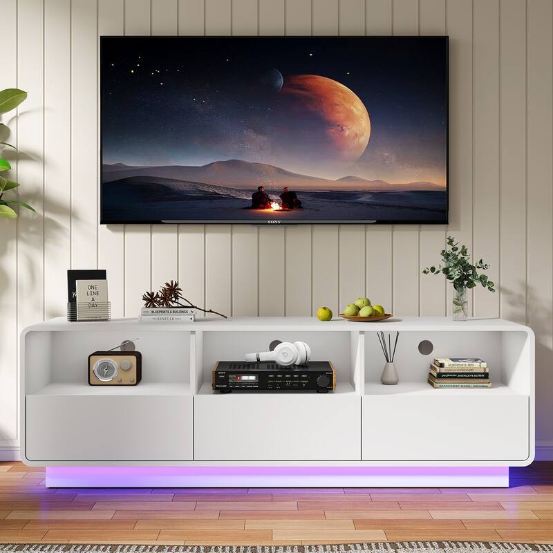 Modern 59-inch TV Stand with LED Lights & Storage