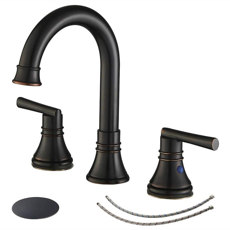 8 Inch Widespread Bathroom Faucet With Drain Assembly 3 Hole Bathroom Sink Faucet Double Handle Modern Basin Vanity Taps