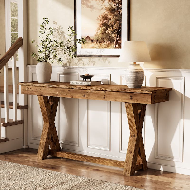 Solid Wood Console Table Real Wood Behind The Couch Table - /