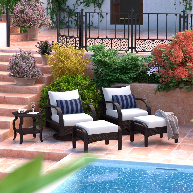 Barcelo 5 Piece Sunbrella Outdoor Patio Motion Club Chair & Ottoman Set