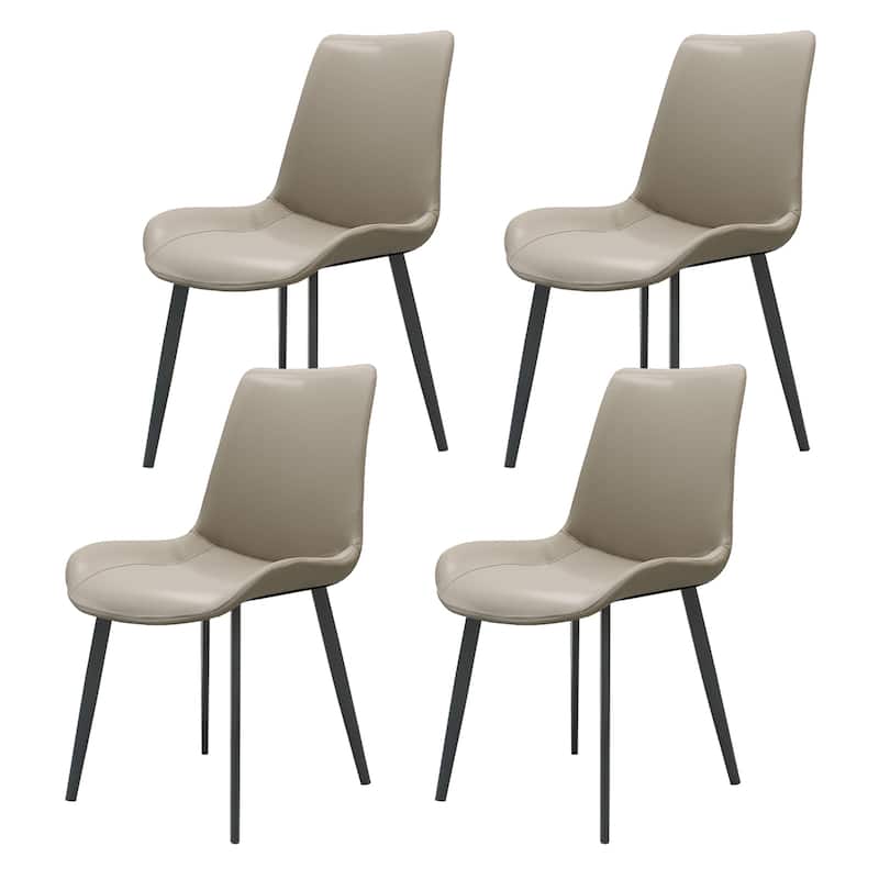 Set of 4 Sleek Light Grey PU Leather Chairs, Modern Metal Legs to Elevate Any Space