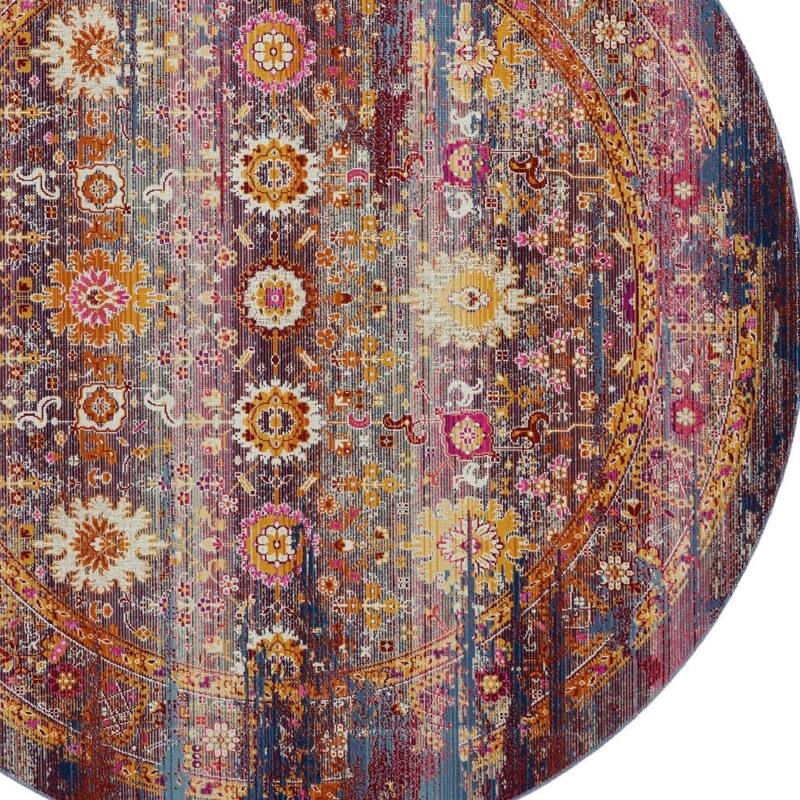 HomeRootsFloral Transitional Round Area Rug - 72' X '72' X '0.5