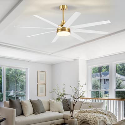 65-in Gold Indoor Ceiling Fan with Light Remote (8-Blade)