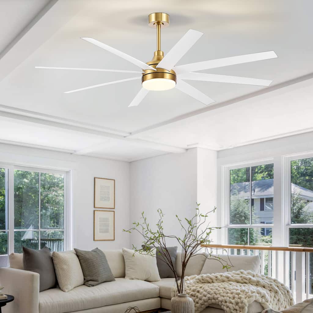65-in Gold Indoor Ceiling Fan with Light Remote (8-Blade)