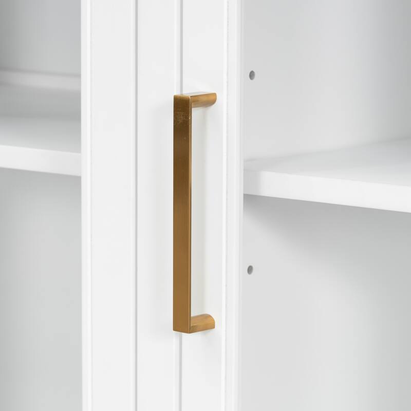 Storage Cabinet with 3 Glass Doors, Wooden Entryway Accent Cabinet, Buffet Cabinet with Adjustable Shelves for Living Room