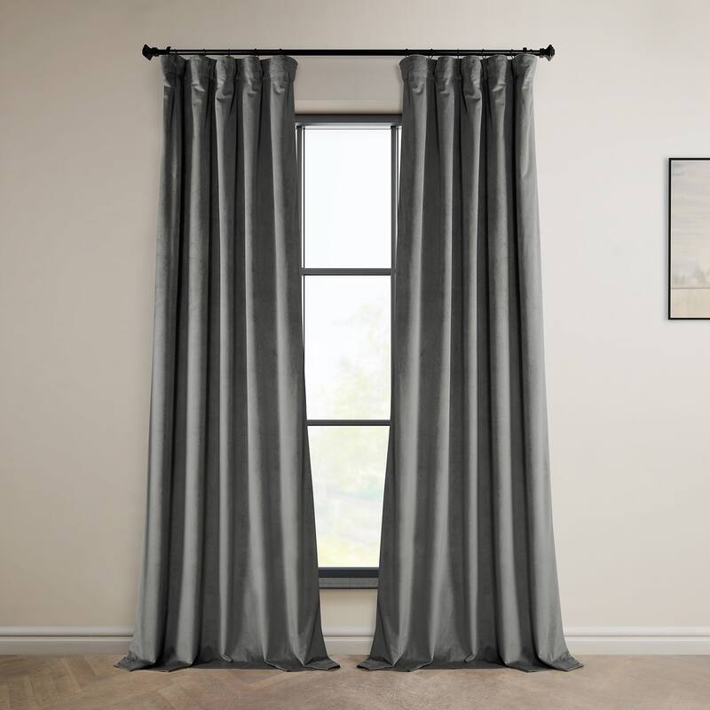 Exclusive Fabrics Heritage Plush Velvet Curtain (1 Panel) - 50 X 108 - Destiny Grey