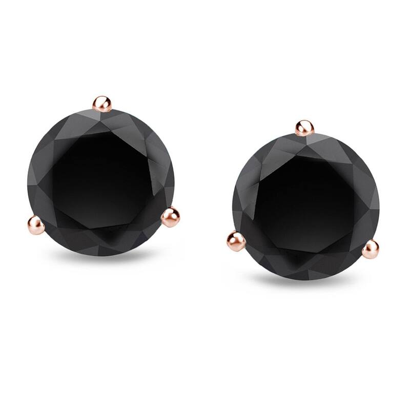 Auriya 14k Rose Gold 1/2 to 4ctw Black Diamond Stud Earrings Martini-set