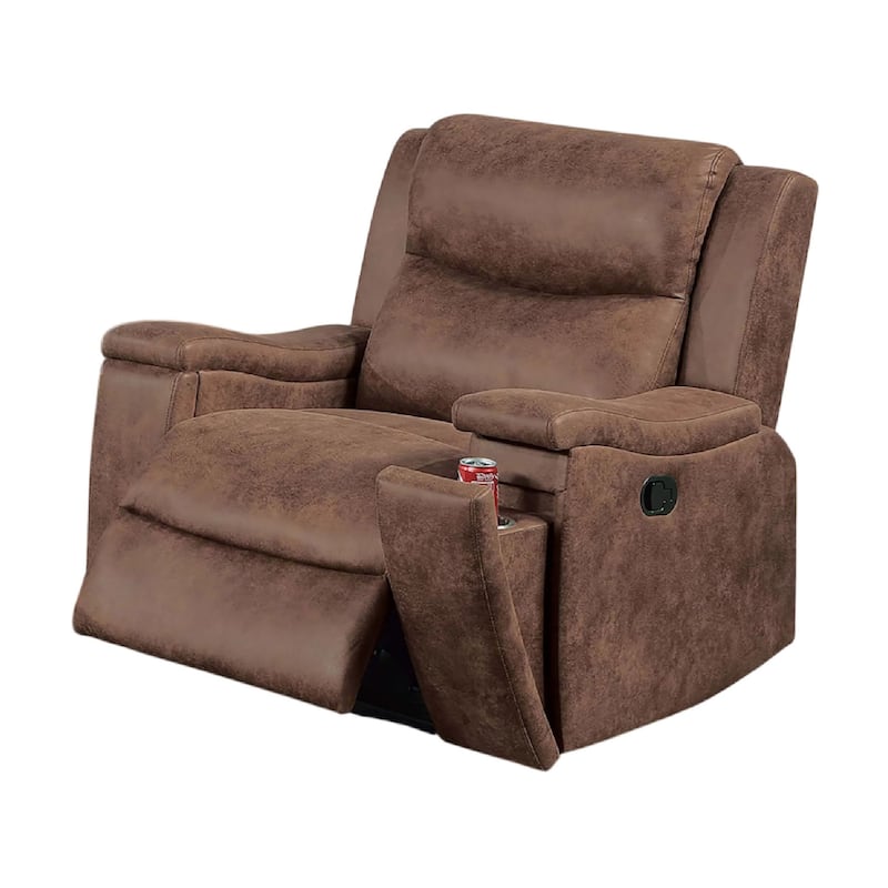 Verra Manual Recliner Lounge Chair, Walnut Tufted Faux Leather
