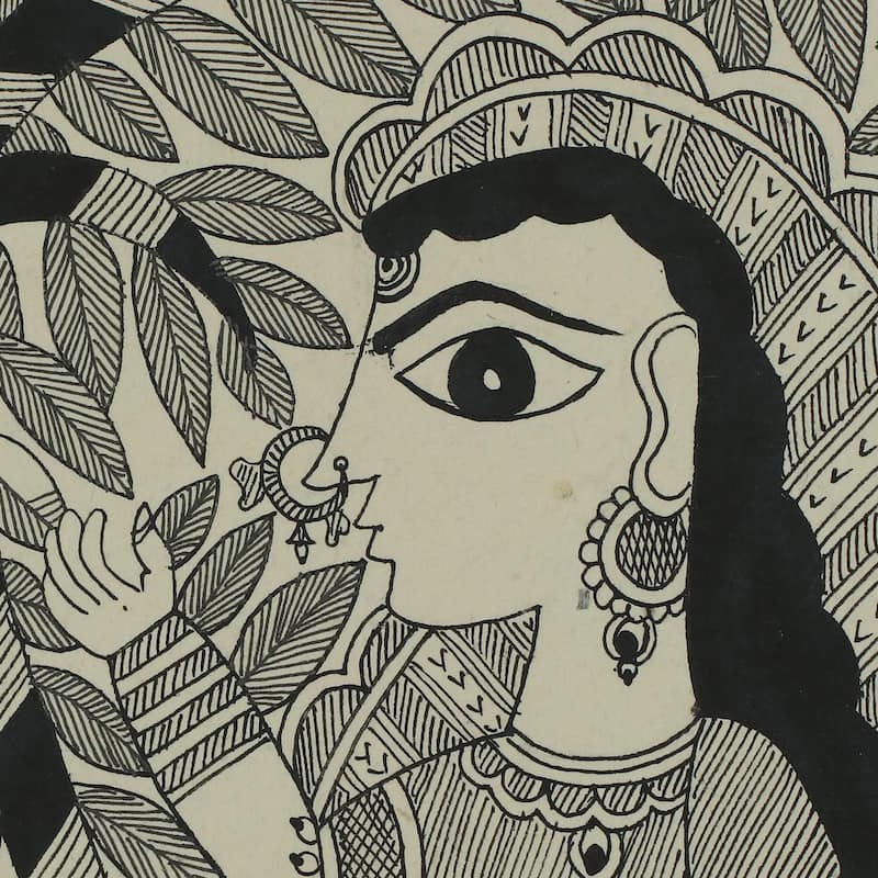 Novica Handmade Krishnas Song Ii Madhubani Painting