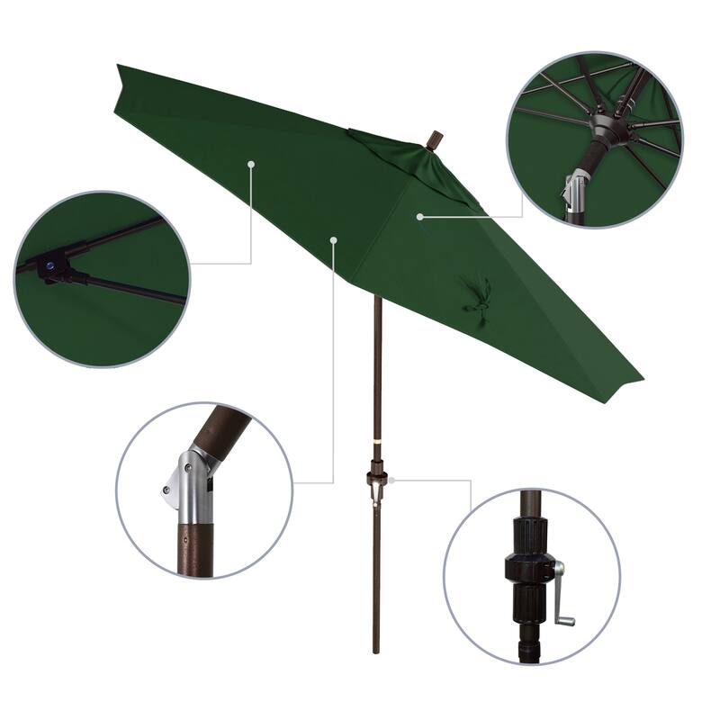 Okaloosa 9' Rd.Crank Lift Tilting, Aluminum Pole Fiberglass Rib Patio Umbrella Sunbrella Fabric by Havenside Home