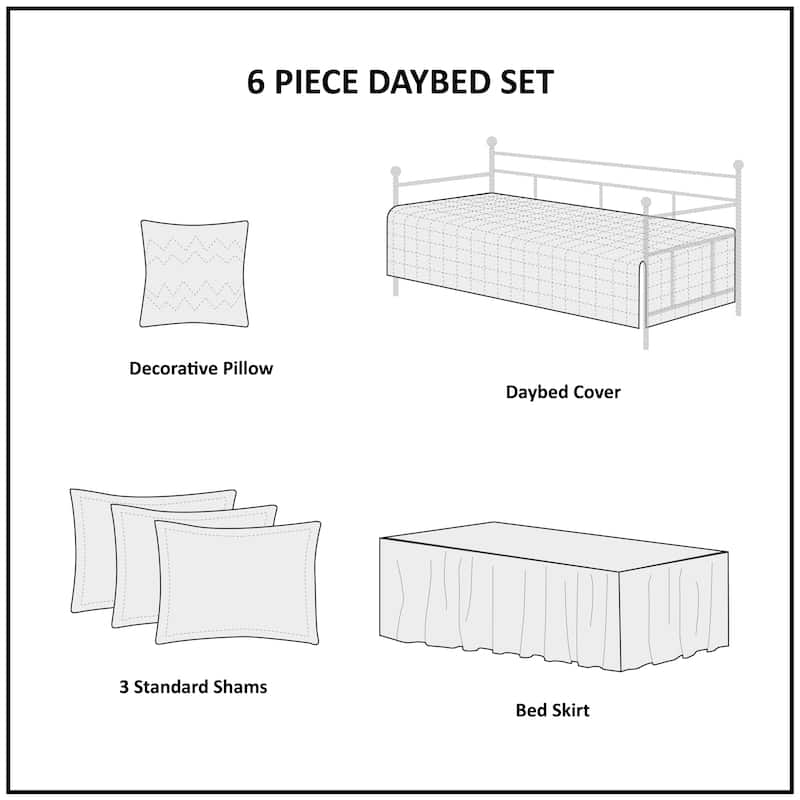 Madison Park Venice 6 Piece Scalloped Edge Daybed Cover Set