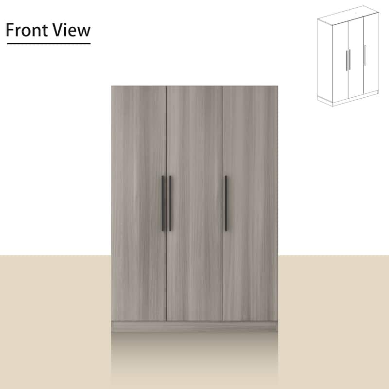 70." H x 47.2" W Wardrobe Cabinet Armoire Three Doors In White Closet