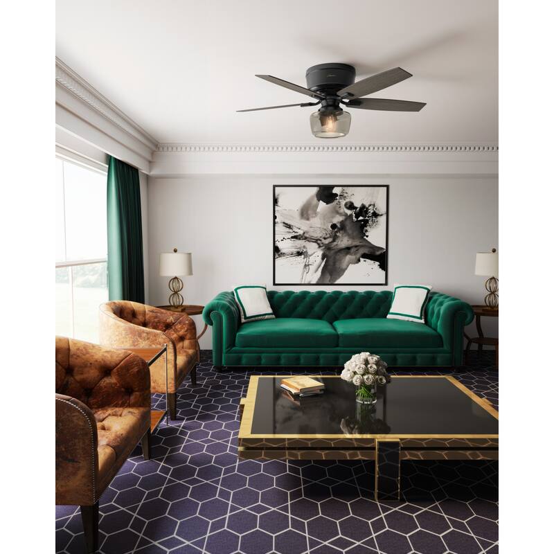 Hunter 52" Bennett Low Profile Ceiling Fan with Globe LED Light Kit and Handheld Remote