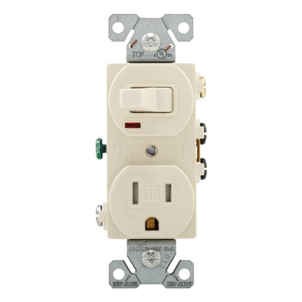 Cooper Wiring Tr274la Combination Toggle Switch And Receptacle 3 Poles